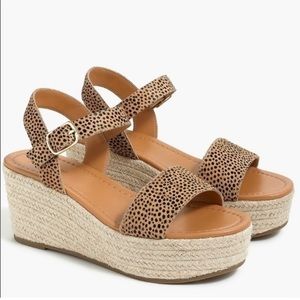*NEW* J.CREW Leopard Print Calf Hair Platform Espadrilles size 11